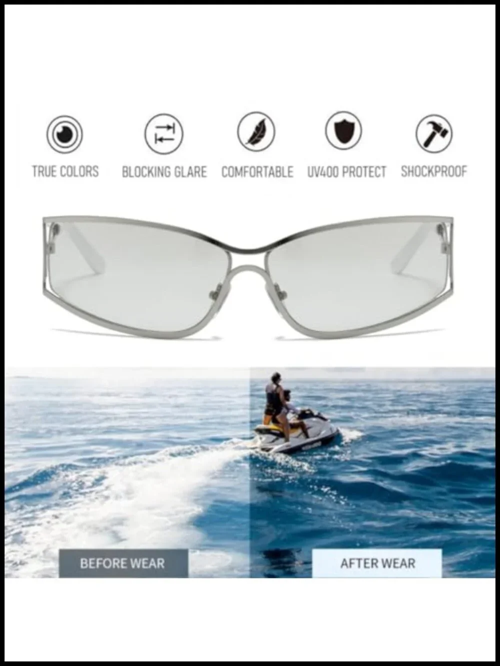 Y2K Oval Metal Frame Wrap Around Sunglasses UV400 Protection